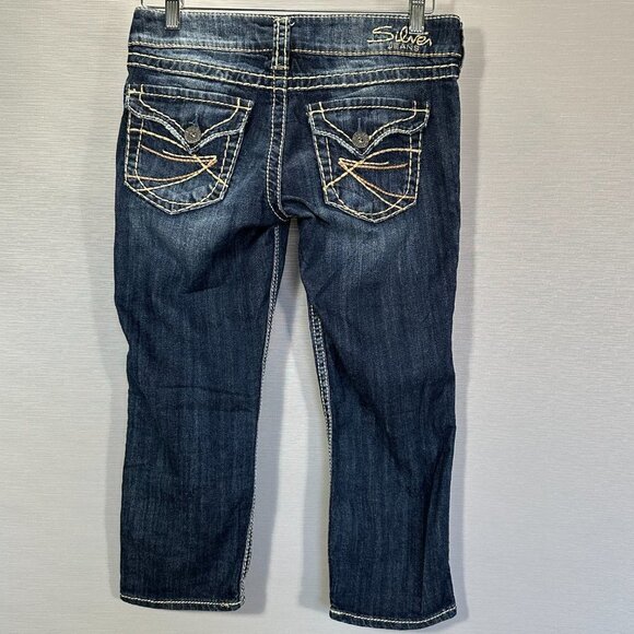 Silver Jeans Womens 26 McKenzie Capri Cotton Stretch Button Flap Pockets - Picture 7 of 14